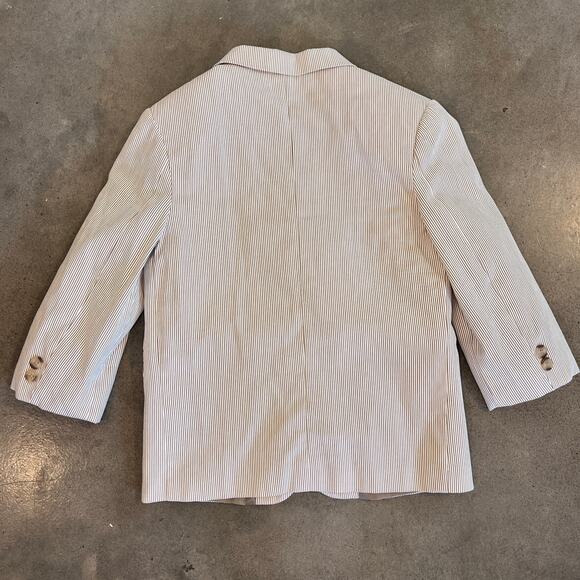 Nautica Taupe tan beige pin stripe sports coat blazer boys 7 formal suit jacket - Picture 3 of 5